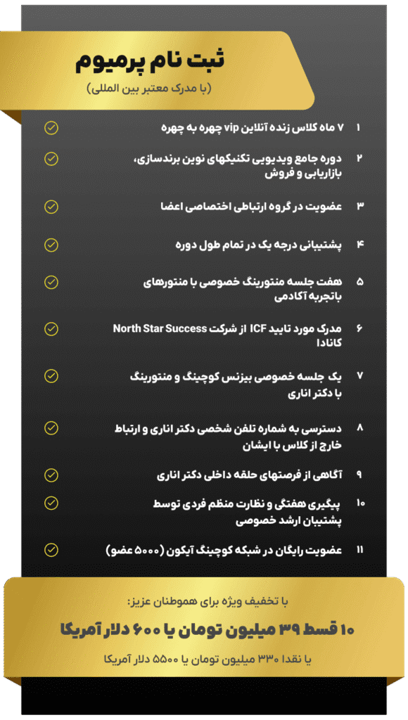 دوره بیزینس کوچینگ و برندسازی شخصی - پرمیوم